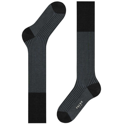Falke Black Oxford Stripe Knee High Socks