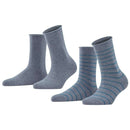 Falke Grey Happy Stripe 2 Pack Socks