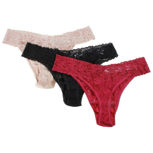 Hanky Panky Beige Signature Lace 3 Pack Original Rise Thongs