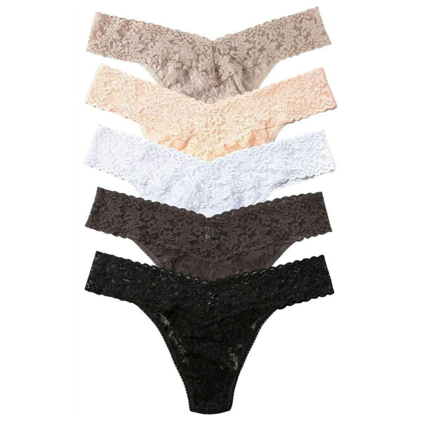 Hanky Panky Black Signature Lace Low Rise 5 Pack Thong