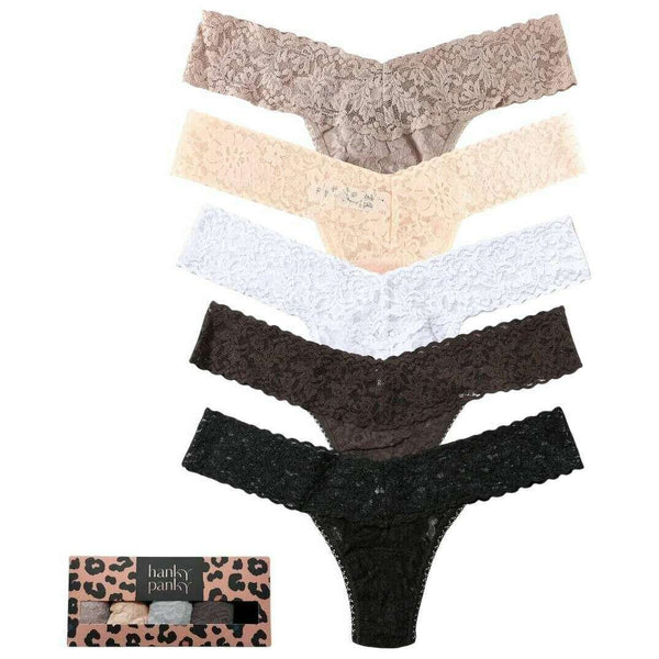 Hanky Panky Black Signature Lace Low Rise 5 Pack Thong