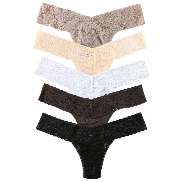 Hanky Panky Black Signature Lace Original Rise 5 Pack Thong