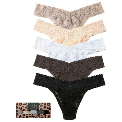 Hanky Panky Black Signature Lace Original Rise 5 Pack Thong