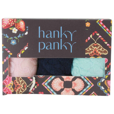 Hanky Panky Blue Signature Lace 3 Pack Low Rise Thongs