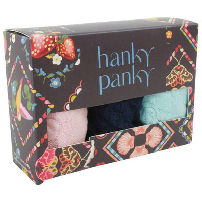 Hanky Panky Blue Signature Lace 3 Pack Low Rise Thongs