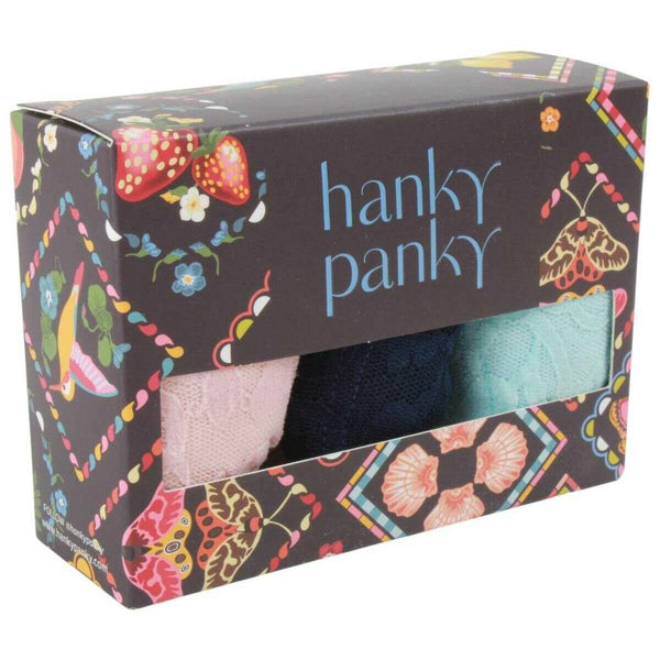 Hanky Panky Blue Signature Lace 3 Pack Original Rise Thongs