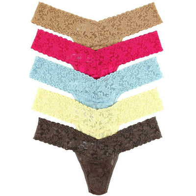 Hanky Panky Blue Signature Lace 5 Pack Low Rise Thong
