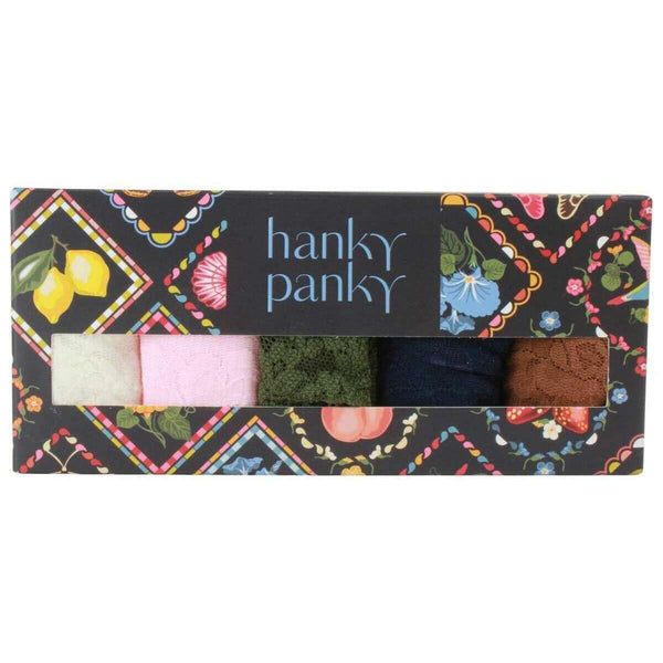 Hanky Panky Blue Signature Lace 5 Pack Original Rise Thongs