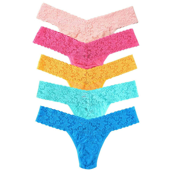 Hanky Panky Pink Signature Lace Low Rise Matchbox 5 Pack Thong