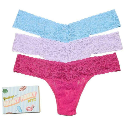 Hanky Panky Purple Signature Lace Low Rise Matchbox 3 Pack Thong