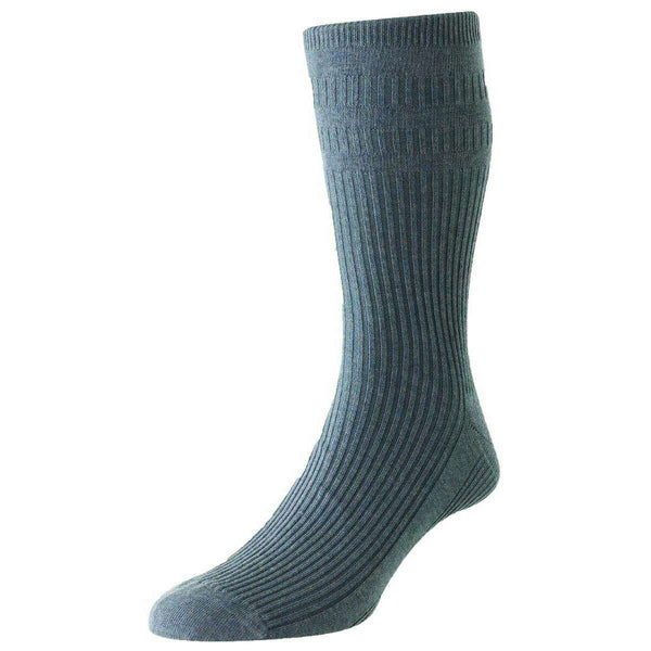 HJ Hall Blue Original Cotton Softop Socks