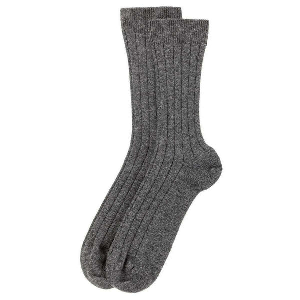 Johnstons of Elgin Grey Ribbed Cashmere Socks