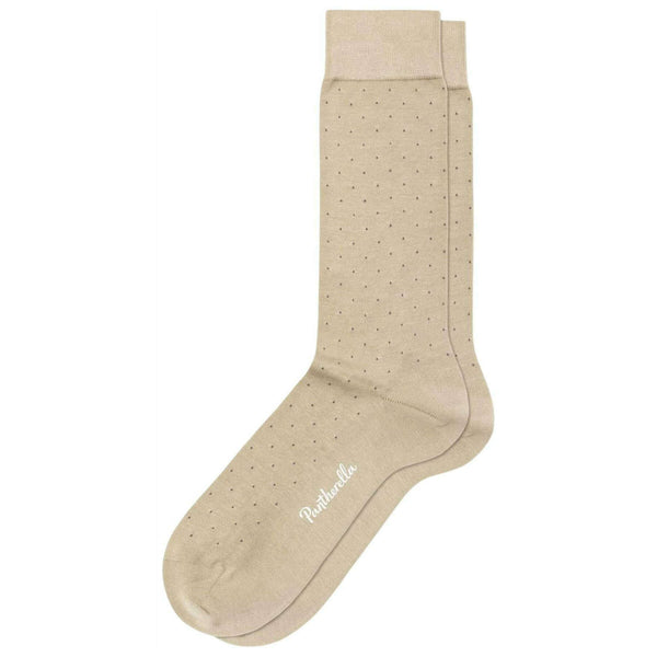 Pantherella Beige Gadsbury Motif Pin Dot Cotton Lisle Socks