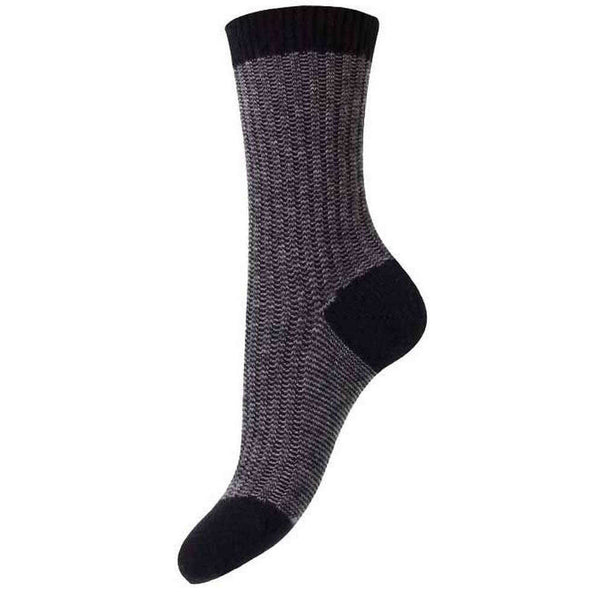 Pantherella Black Iona Feeder Stripe Cashmere Socks