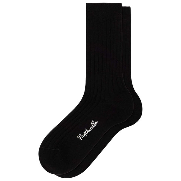 Pantherella Black Jasmine Cotton Lisle Socks