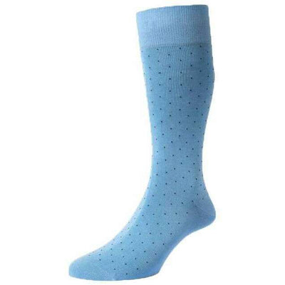 Pantherella Blue Gadsbury Pin Dot Cotton Lisle Socks