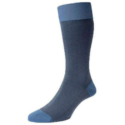 Pantherella Blue Tewkesbury 3-Colour Birdseye Cotton Lisle Socks