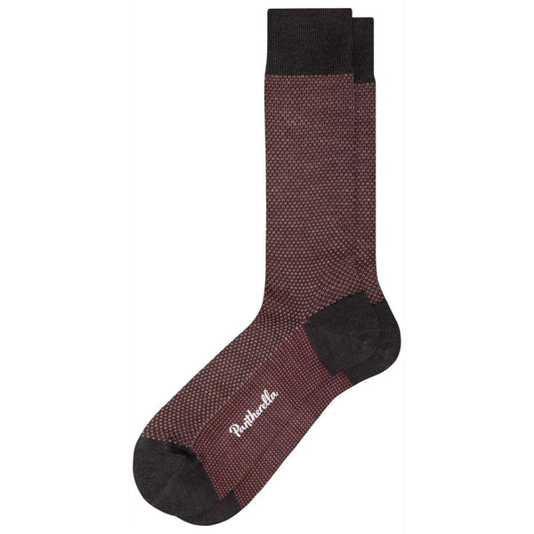 Pantherella Brown Blenheim 3-Colour Birdseye Merino Wool Socks