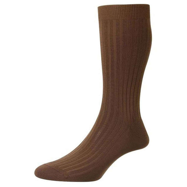 Pantherella Brown Danvers Cotton Fil D'Ecosse Socks