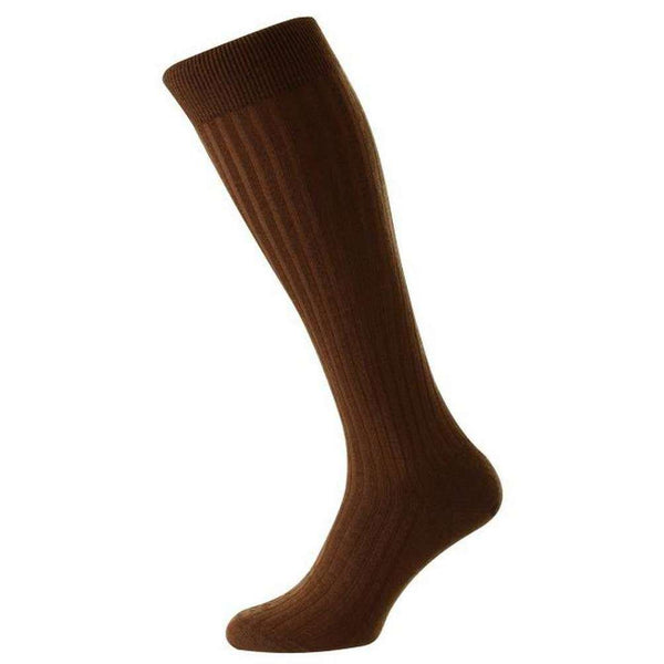 Pantherella Brown Laburnum Merino Wool Over the Calf Socks