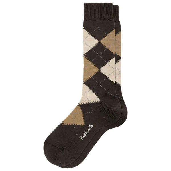 Pantherella Brown Racton Argyle Merino Wool Socks