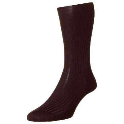 Pantherella Burgundy Baffin Rib Silk Socks
