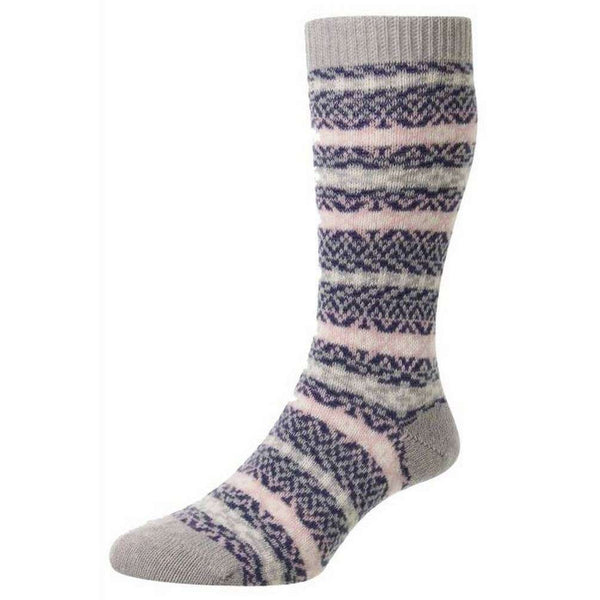 Pantherella Grey Bradstock Traditional Fair Isle Cashmere Socks