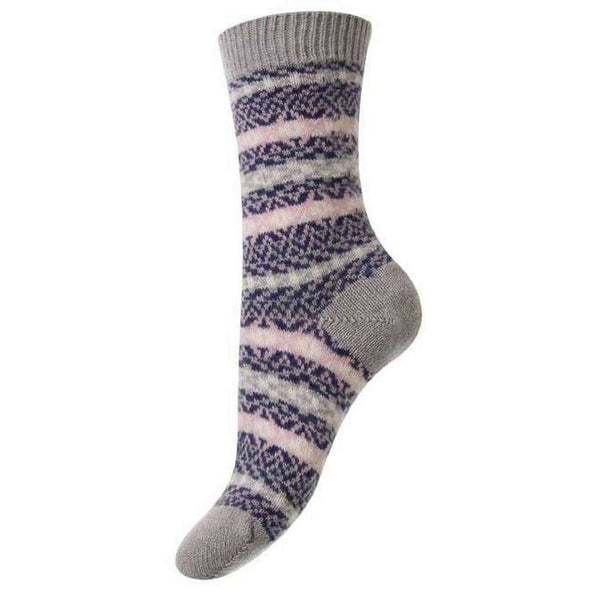 Pantherella Grey Skye Traditional Fair Isle Cashmere Socks