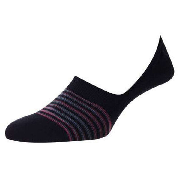 Pantherella Navy Andros Space Dye Stripe Organic Cotton Socks