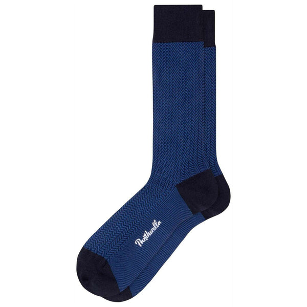 Pantherella Navy Fabian Herringbone Cotton Lisle Socks