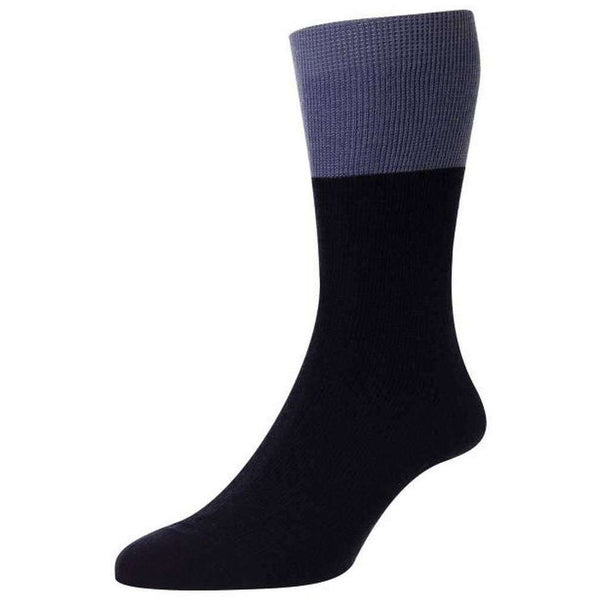 Pantherella Navy Grindon Semi Plain Merino Wool Socks