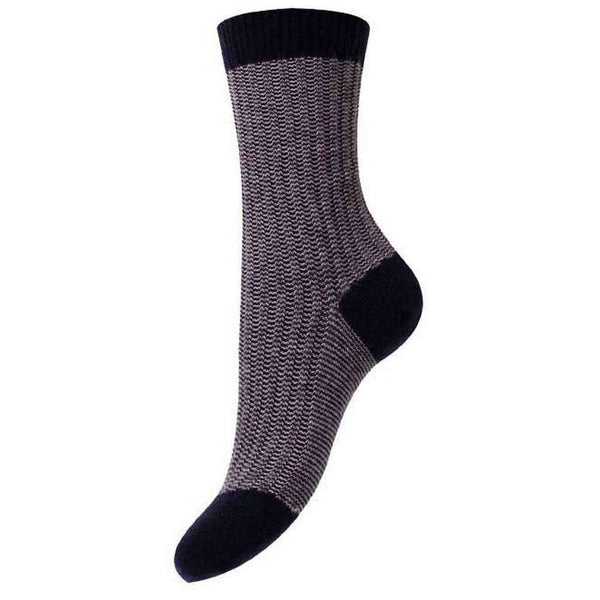Pantherella Navy Iona Feeder Stripe Cashmere Socks