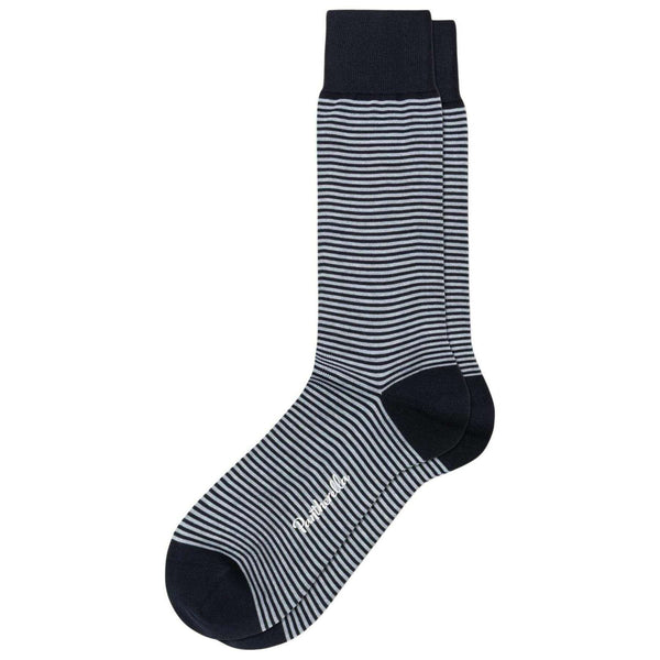 Pantherella Navy Linley 2 Colour Stripe Cotton Lisle Socks