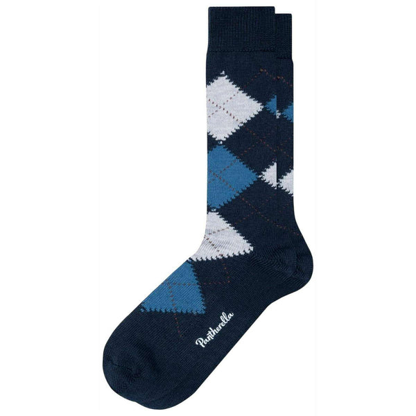 Pantherella Navy Racton Argyle Merino Wool Socks