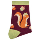 Powder Burgundy Squirrel with Acorn Beret Ankle Socks