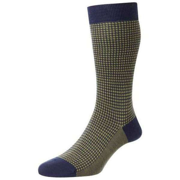 Pantherella Blue Highbury Houndstooth Merino Royale Socks