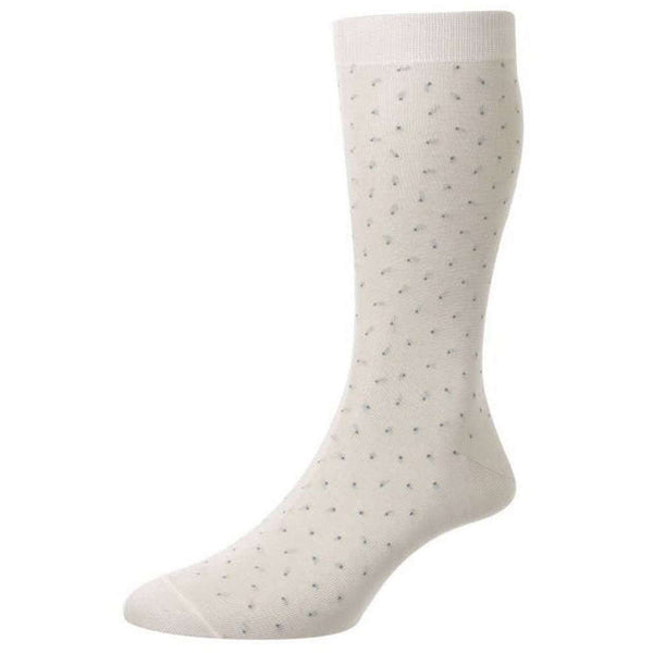 Pantherella Cream Gadsbury Pindot Cotton Fil D'Ecosse Socks