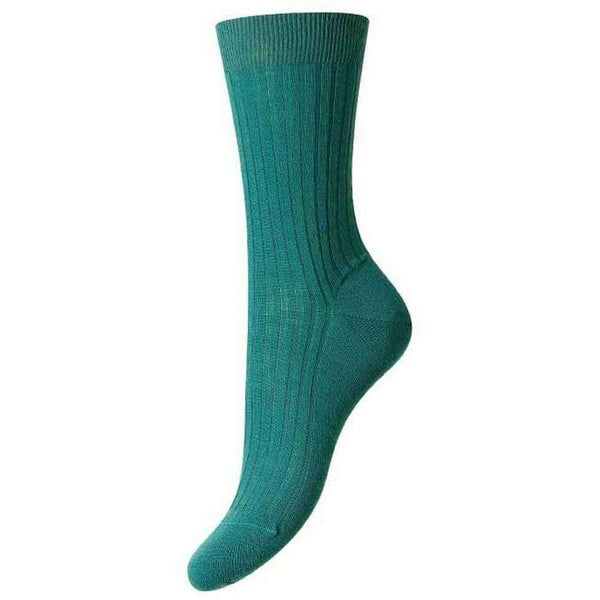 Pantherella Turquoise Rose Merino Wool Socks