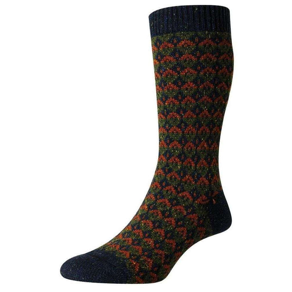 Scott Nichol Navy Rydal Merino Wool New Fair Isle Socks