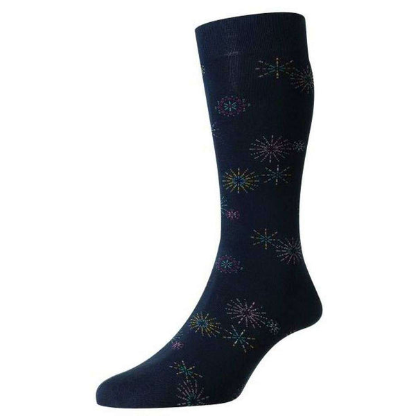 Scott Nichol Navy Thames Organic Cotton Fireworks Motif Socks