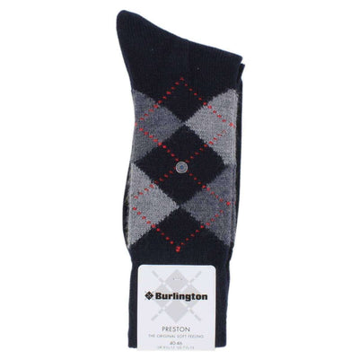 Burlington Navy Preston Argyle Socks 