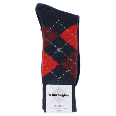 Burlington Navy Preston Argyle Socks 