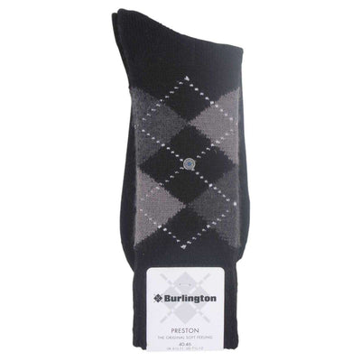 Burlington Black Preston Argyle Socks 