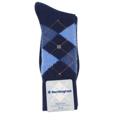 Burlington Navy Preston Argyle Socks 