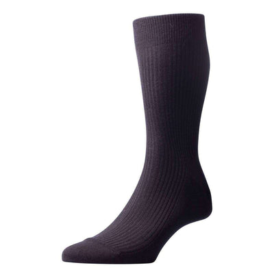 Pantherella Black Naish Rib Merino Wool Socks 
