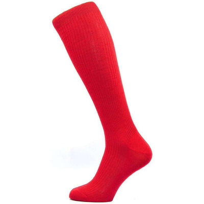 Pantherella Red Naish Rib Over the Calf Merino Wool Socks 
