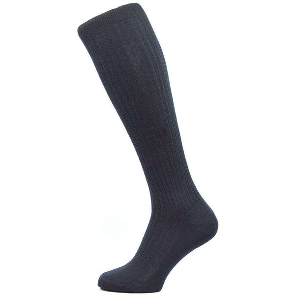 Pantherella Navy Kangley Rib Over the Calf Merino Wool Socks 
