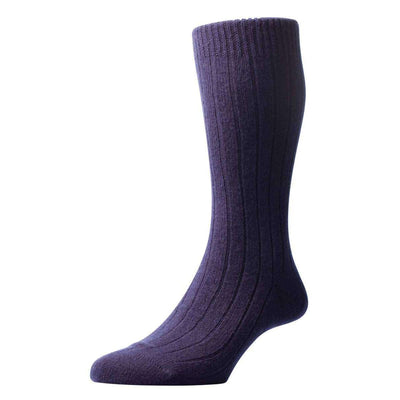 Pantherella Navy Waddington Rib Luxury Cashmere Socks 