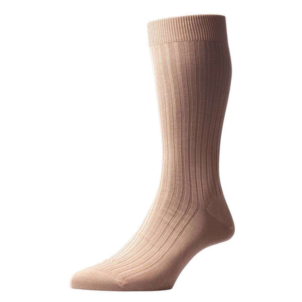 Pantherella Khaki Danvers Rib Cotton Lisle Socks 