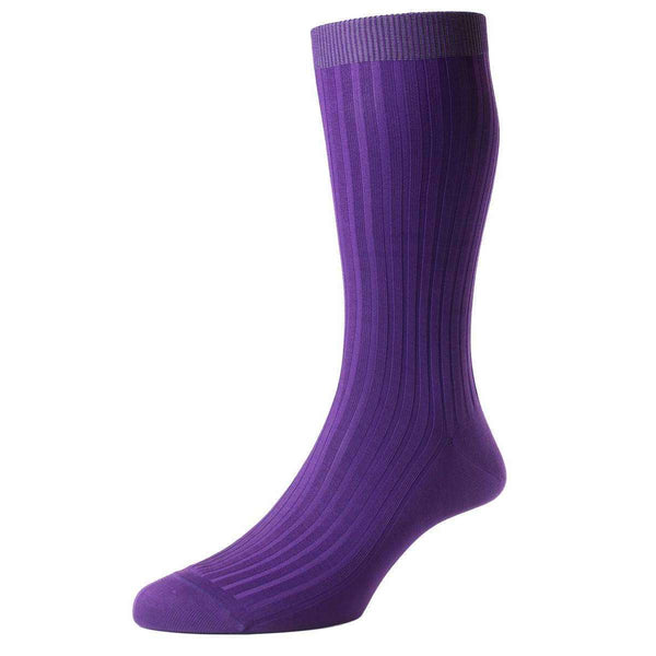 Pantherella Purple Danvers Rib Cotton Lisle Socks 